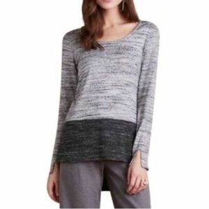 Dolan Anthropologie Heather Gray Color Block Hi Lo Knit Top Scoop Blouse​​